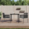 VidaXL Set mobilier grădină cu perne, 3 piese, negru, poliratan &amp; oțel 3187065