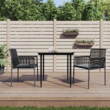 VidaXL Set mobilier grădină cu perne, 3 piese, negru, poliratan &amp; oțel