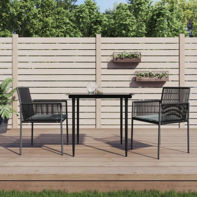 Gossi scaune gradina cu perne 2 buc. negru 54x60,5x83,5 cm poliratan foto