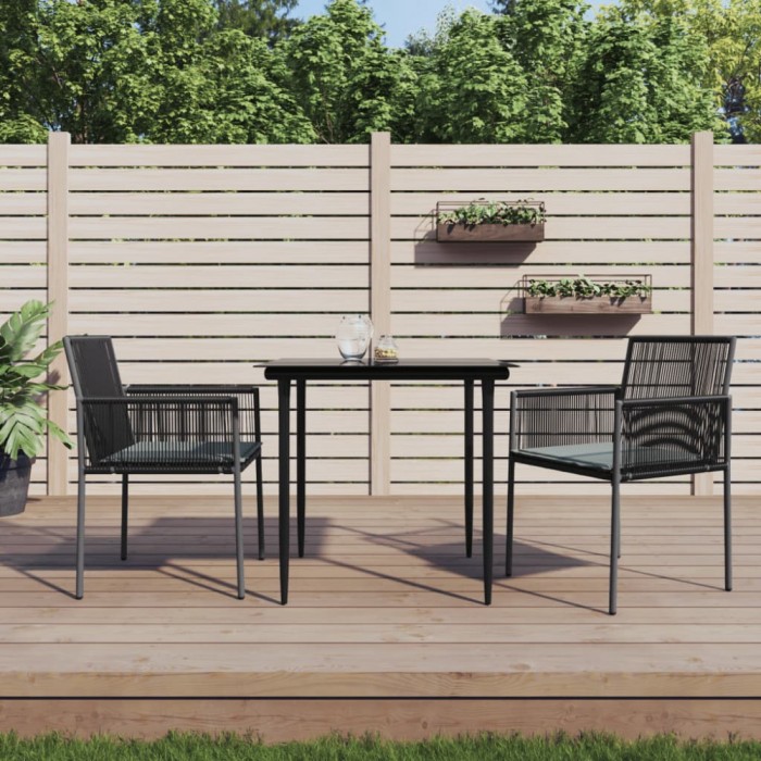 Scaune gradina cu perne 2 buc. negru 54x60,5x83,5 cm poliratan GartenMobel Dekor