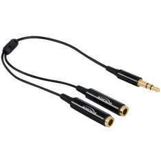 Splitter audio stereo Delock, 3.5 mm, 2xStereo, 25 cm, Negru foto