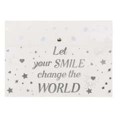 Mapă cu Capsă, Model Transparent, Mesaj &Ccedil;&times;Let Your Smile Change the World&Ccedil;Ł, 33x24 cm, Plastic