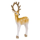 Decorațiune Crăciun, Cerb Catifelat, Detalii Glitter, Bej, 33cm, Oem