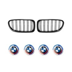 Pachet BMW Seria 5 F10 F11 2010-2017 &ndash; Grile Duble Negre + Capace Centrale