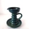 Sfesnic / suport lumanare ceramic, lucrat manual, studio pottery, 12cm inaltime, glazura verde, semnat, aspect rustic