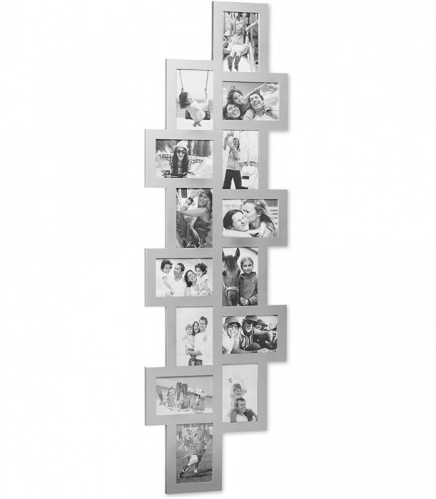 Rame foto XXL, colaj 14 poze, Argintiu, 36 x 118 cm