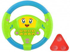 Jucarie Volan pentru Copii Multicolor cu 8 Taste de Redare Sunete Auto, Fixare cu Ventuze foto