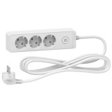 Prelungitor 3x2P+E +intrerupator cablu 3m alb Schneider ST9433W