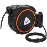 HOMCOM Tambur Automat Retractabil pentru Furtun 20 m, Montare pe Perete, Pivotant 180&deg;, Negru și Portocaliu | Aosom Romania