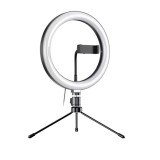 Cumpara ieftin Set lampa circulara selfie, Apexel, diametru 26cm, trepied mini, suport telefon