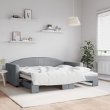 Cumpara ieftin Pat de zi cu extensie, gri deschis, 90x190 cm, textil