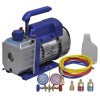 vidaXL Pompă Vid cu Manometre 2 Porturi, Set Frigotehnic, 120W, 50L/min, R134a/R22/R12/R502, Furtun 152cm, Aluminiu
