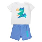Set de Vară Dinozaur Surfer Albastru pentru Băieți - Tricou și Pantaloni, CMCLASS