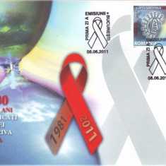 2011 Romania, FDC 30 ani Lupta impotriva HIV / SIDA LP 1904, plic prima zi