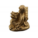 Statueta feng shui dragon cu turn din monede din rasina - 5cm