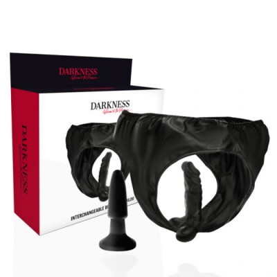 DARKNESS - PANTIES WITH PLUG AND INTERCHANGEABLE DILDO foto