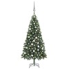Brad Crăciun artificial pre-iluminat globuri/conuri pin 180 cm