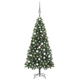 Brad Crăciun artificial pre-iluminat globuri/conuri pin 180 cm