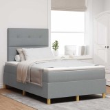 VidaXL Pat Box Spring cu Saltea și Lumină LED Gri deschis 120x200 cm Textile
