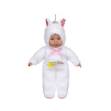 Papusa Bebelus cu imbracaminte Unicorn, 34 cm, Alb, ATU-087451, Plastic, Oem