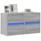 Gossi comoda tv de perete cu led, 2 buc, gri sonoma, 41x31x45 cm