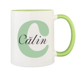 Cana maner verde personalizata prenume Calin, INOVATIX&reg;. 330ml