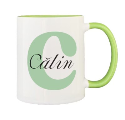 Cana maner verde personalizata prenume Calin, INOVATIX&amp;reg;. 330ml foto