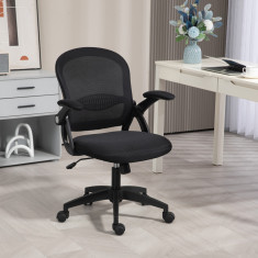 Vinsetto Scaun de Birou Ergonomic cu Spătar din Plasă și Scaun Tapițat, Scaun de Birou cu Înălțime Reglabilă, 65.5x61.5x88-97.5 cm, Negru