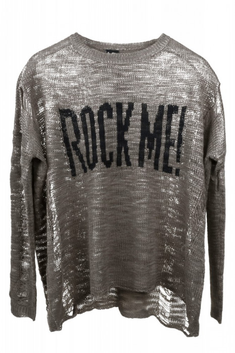 Pulover dama Rock Me Sublevel, tricotat, Gri