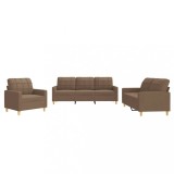 Cumpara ieftin Set de canapele cu perne, 3 piese, maro, textil