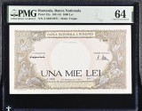 1000 lei Octombrie 1944 PMG64 unc bancnota gradata