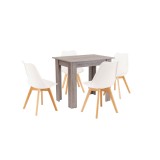 Cumpara ieftin Set de masă Amina 4+1 alb-stejar York