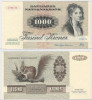 DANEMARCA █ bancnota █ 1000 Kroner █ 1992 █ P-53g █ UNC █ necirculata