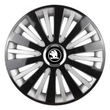 Cumpara ieftin Set 4 Capace Roti pentru Skoda Nou Alb-Negru, model Falcon Mix, R14, SKODA