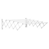 HOMCOM Uscător de Rufe Retractabil pentru Perete, Uscător Pliabil Economisitor de Spațiu din Metal pentru Interior și Exterior, 63,5x60x20 cm, Alb | A