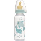 Biberon Family PP cu tetina anti-colici din latex natural, 250 ml, de la 6 luni, debit mediu (M), nip 35007 Children SafetyCare