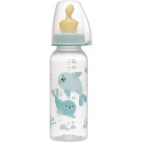 Biberon Family PP cu tetina anti-colici din latex natural, 250 ml, de la 6 luni, debit mediu (M), nip 35007 Children SafetyCare