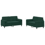 Cumpara ieftin Set canapea cu perne, 2 piese, verde inchis, catifea