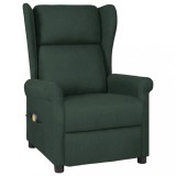 VidaXL Fotoliu de masaj, verde &icirc;nchis, material textil