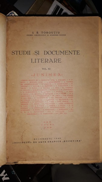 Studii si Documente Literare (vol XI) - I.E.Toroutiu