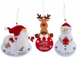Cumpara ieftin Set 3 ornamente brad Craciun textil 8.5x18 cm