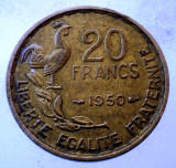 7.816 FRANTA 20 FRANCS FRANCI 1950 GEORGES GUIRAUD 3 plumes, Europa, Bronz-Aluminiu