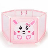 Tarc Bebe Pisicuta cu Cos Baschet, 146x73x64cm, Roz, Siguranta si Joaca, Interior/Exterior, Usor de Asamblat