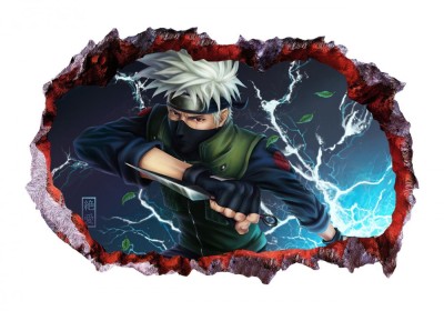 Sticker decorativ, Gaura in perete 3D, Anime, 85 cm, 1002STK-1 foto