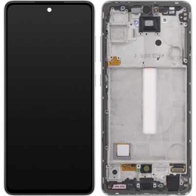 Display cu Touchscreen Samsung Galaxy A52 5G A526 / A52 A525, cu Rama, Alb, Service Pack GH82-25754D foto