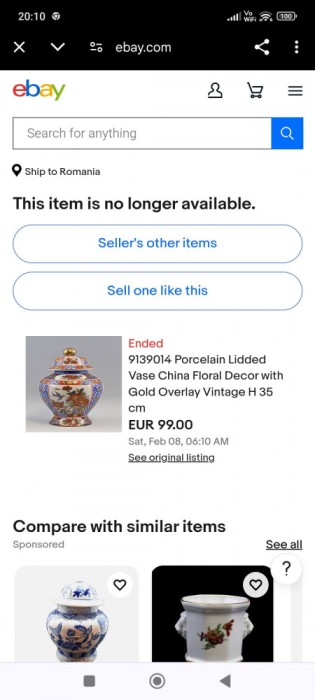 Vas mare vintage de portelan chinezesc