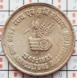 1087 India 5 Rupees 1995 50 Years of FAO km 157 UNC