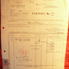 Factura cu Antet Uzinele Metalurgice Basarab 1943 Bucuresti cu Timbru Fiscal