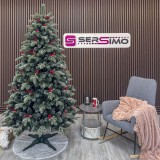 Brad artificial Sersimo, Alexima Elite, verde nins cu merisoare, mix 2D+3D, 230 cm