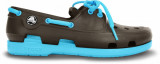 Pantofi Crocs Kids&#039; Beach Line Lace Boat Shoe Maro - Espresso/Electric Blue, 32 - 34